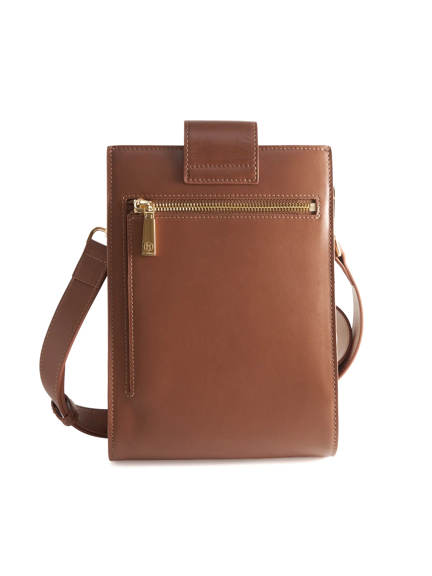 Chocolate Brown Crossbody Bag with 'M. Othello' branding on a light background
