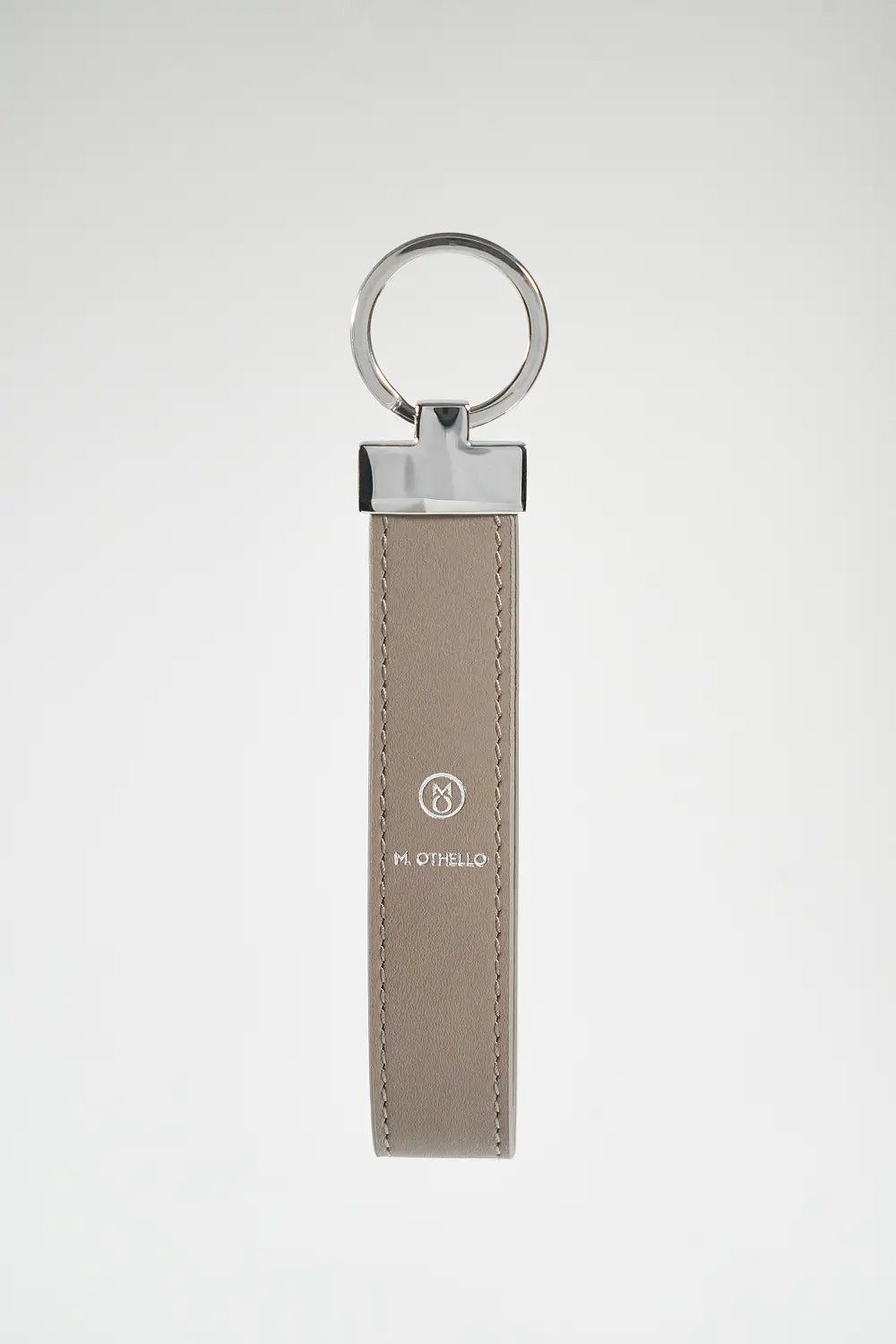 Silver-Coated Leather Keychain