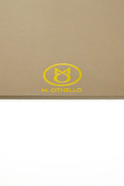 Gray leather mousepad with 'M. Othello' logo on a light background